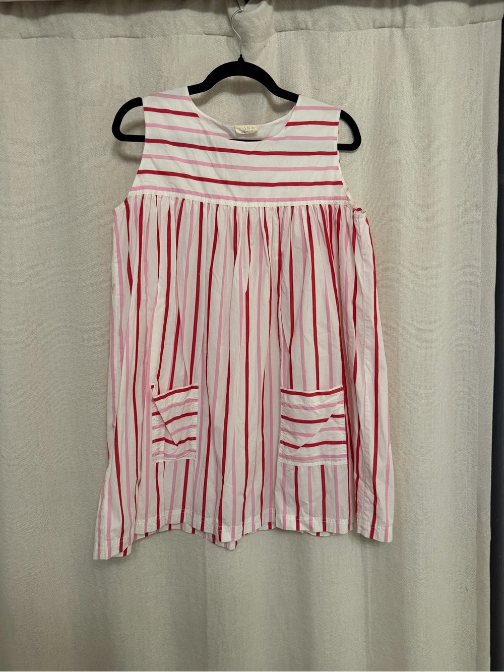 Sleeveless Pink & White Striped Casual Dress